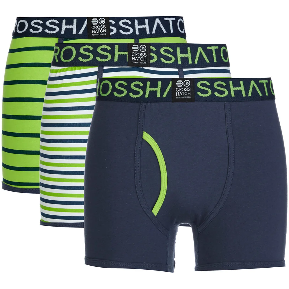Lot de 3 Boxers Crosshatch pour Homme -Indigo/Vert - S - Blue/Green Image 1