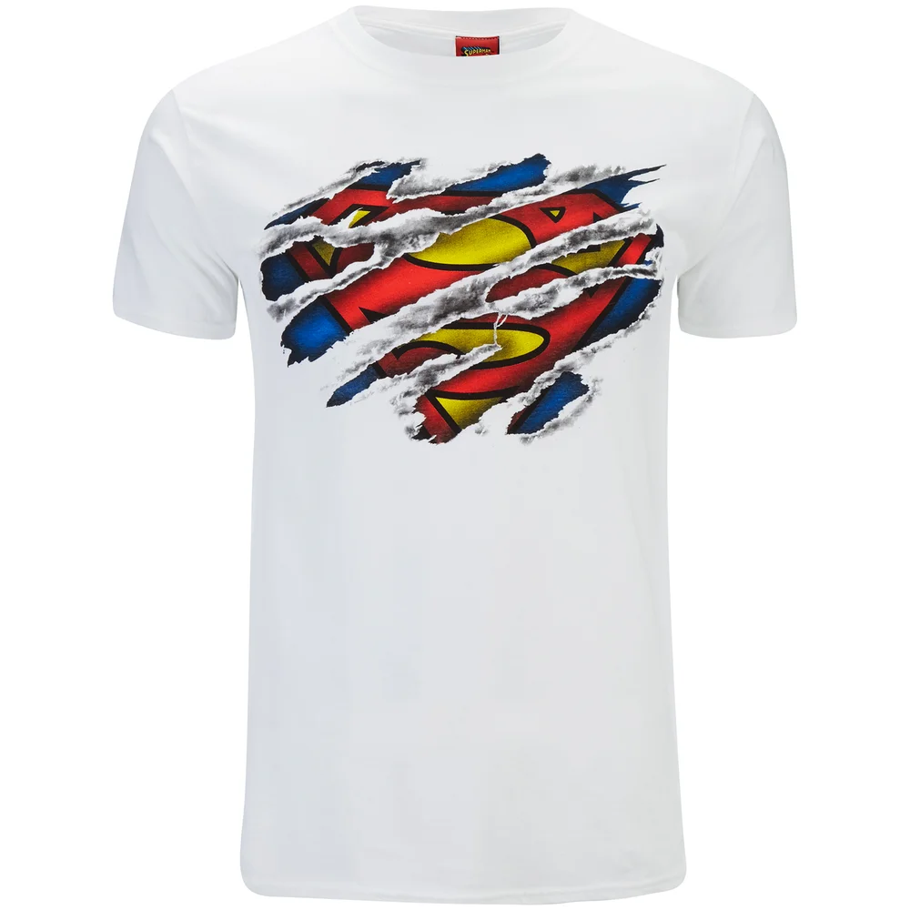 T-shirt Homme DC Comics Logo Superman Torn - Blanc - S - Blanc Image 1