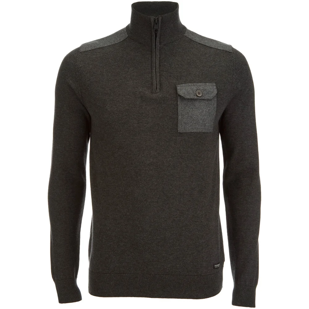 Pull Threadbare pour Homme Julian 1/2 Zip -Gris Chiné - S - Gris Image 1