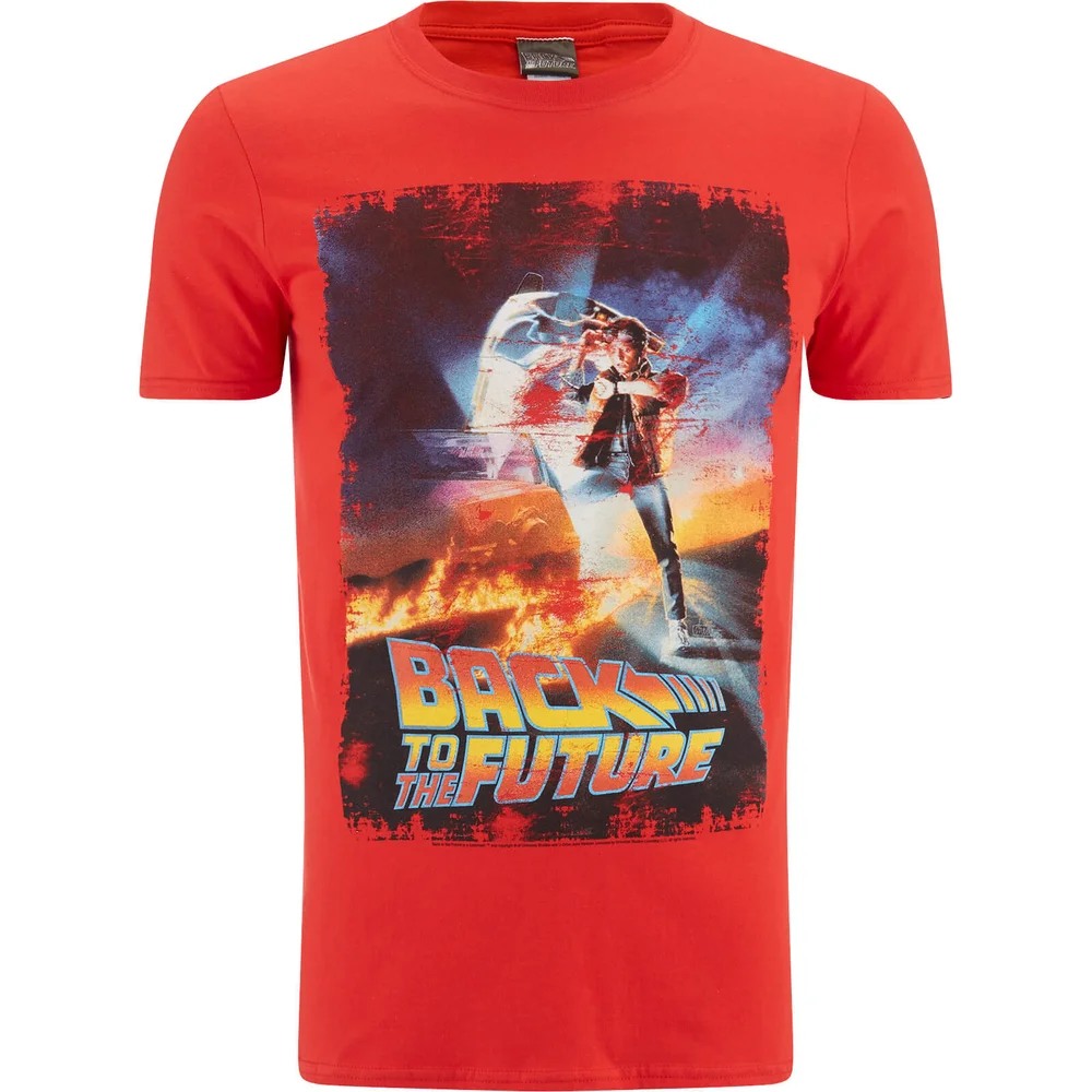 T-Shirt Homme Retour Vers le Futur Effet Usé Poster - Rouge - S - Rouge Image 1