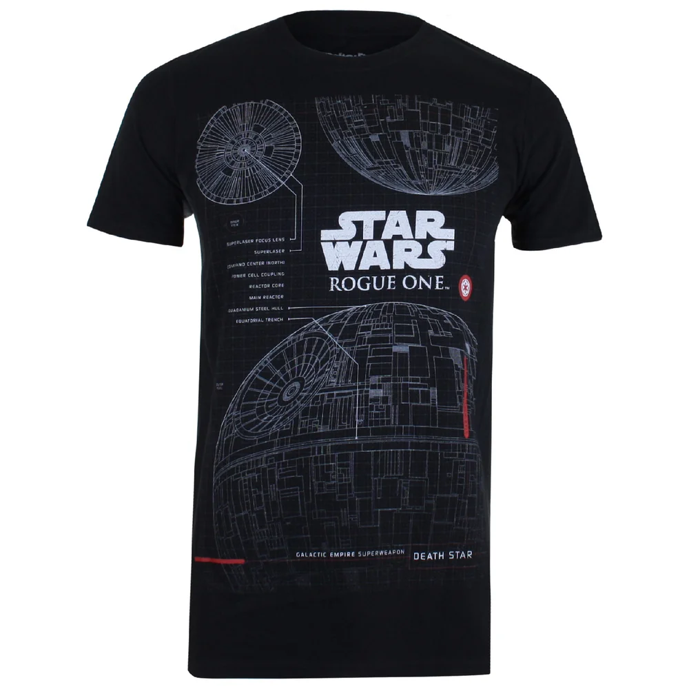 T-Shirt Homme Star Wars Rogue One l'Étoile de la Mort Plans - Noir - S - Noir Image 1