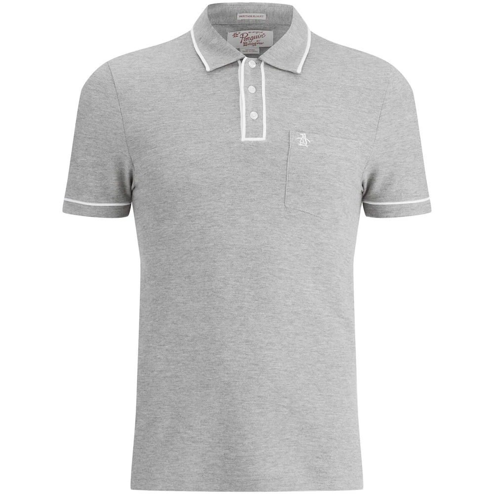 Polo Original Penguin pour Homme Earl Tipped -Moucheté - S - Gris Image 1