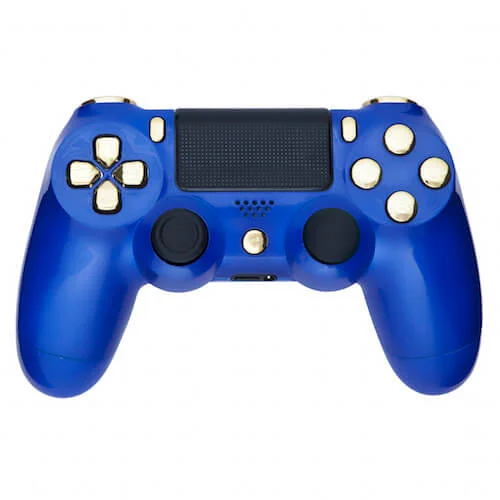 Manette PS4 Custom -Bleu Roi & Or Métallique Image 1