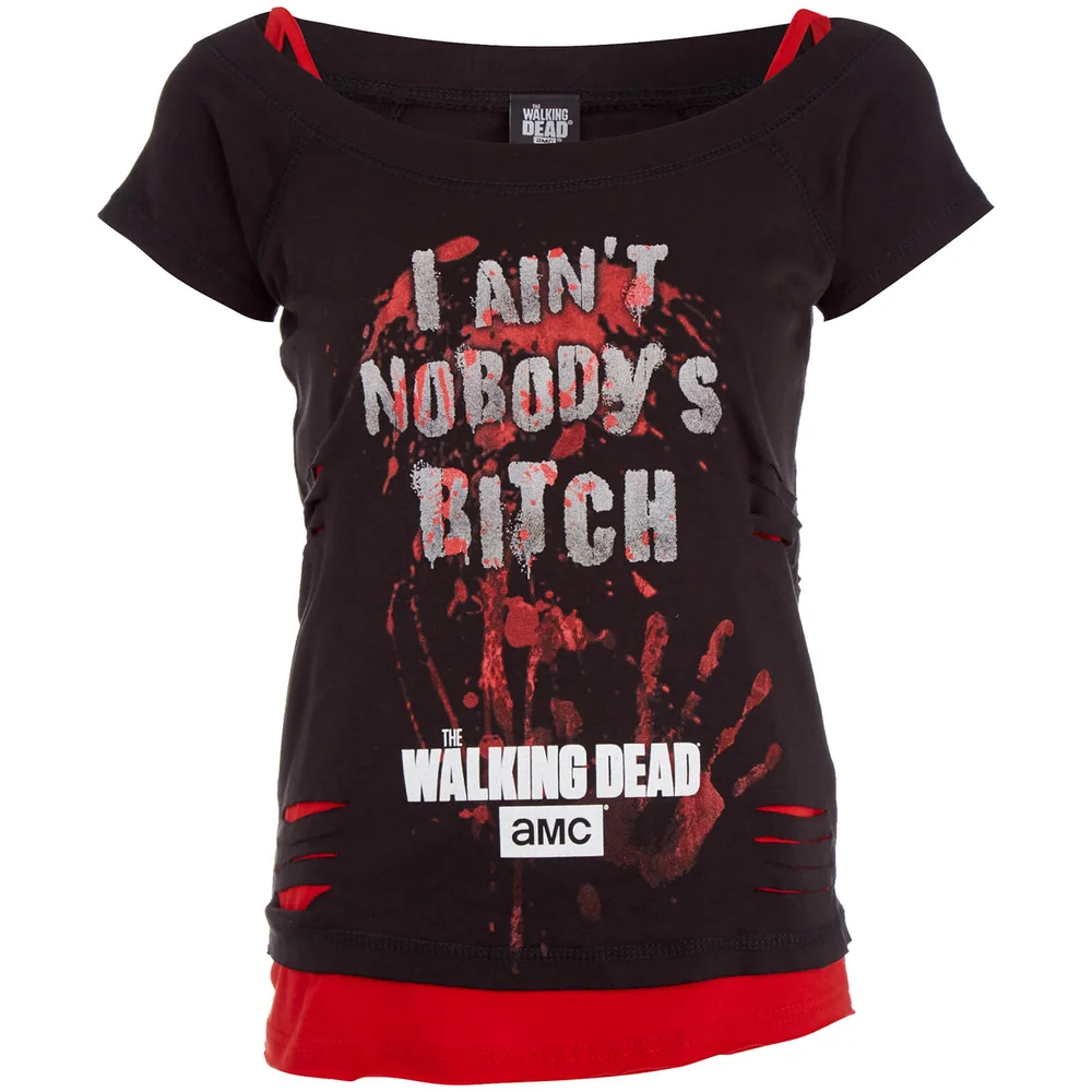 Haut 2 en 1 Femme Walking Dead - Nobody's Bitch Spiral - Rouge / Noir - S - Black/Red Image 1