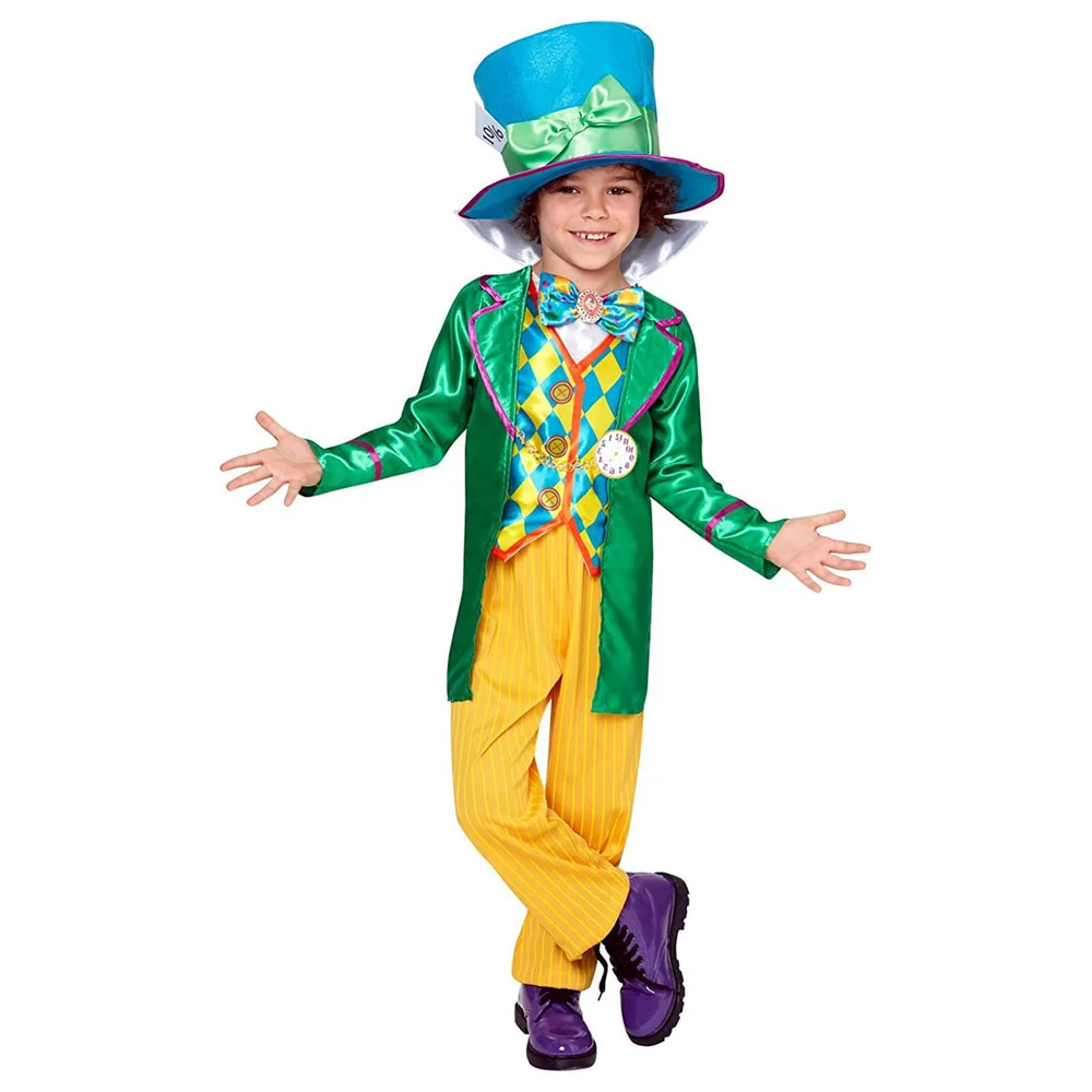 Alice in Wonderland Boys' Mad Hatter Fancy Dress Costume - S - Vert Citron Image 1
