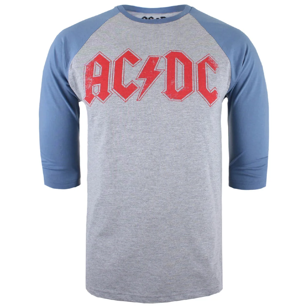 T-Shirt Homme AC/DC Logo Raglan - Gris Chiné/Bleu - S - Gris/Bleu Image 1