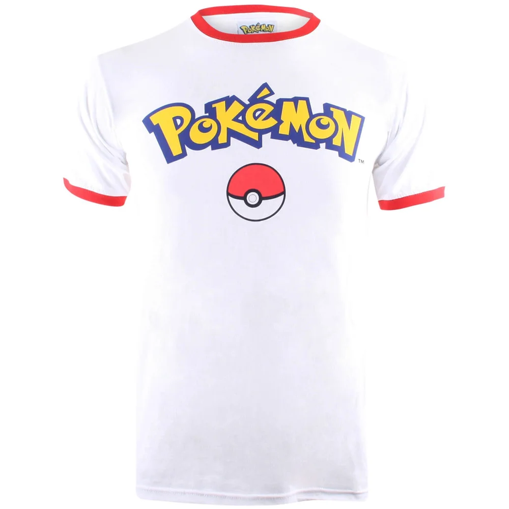 T-Shirt Homme Pokémon Logo - Blanc/Rouge - S - White/Red Image 1