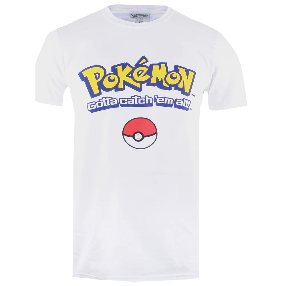 T-Shirt Homme Pokémon Logo Gotta Catch Em All - Blanc - XS - Blanc Image 1