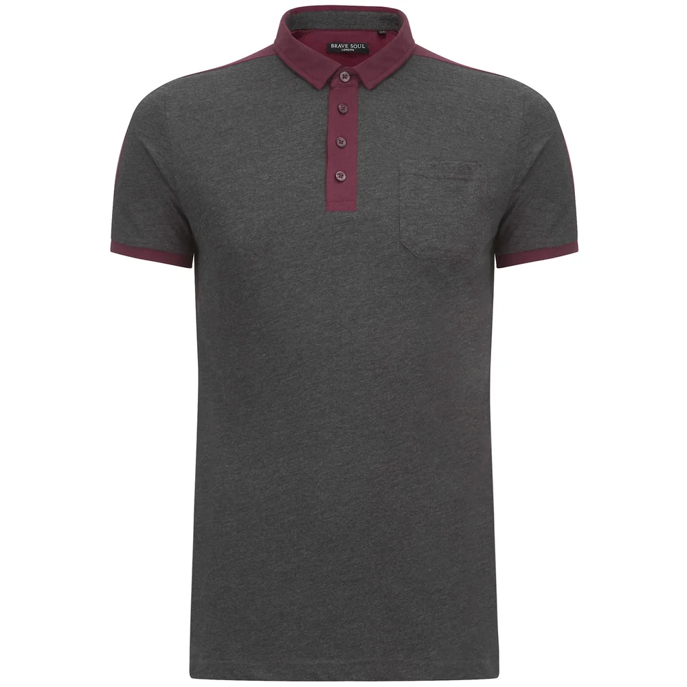 Polo pour Homme Mozi Brave Soul -Charbon/Bordeaux - S - Gris Image 1