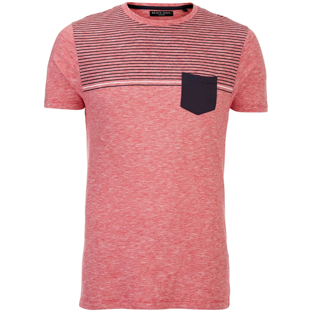 T-Shirt à Rayures et Poche Homme Lenin Brave Soul -Marine/Blanc/Rouge - S Image 1