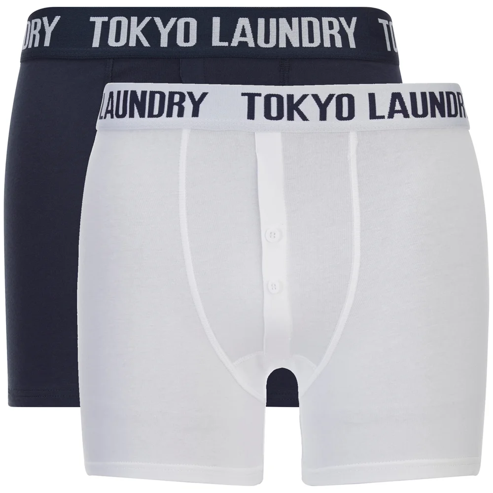 Lot de 2 Boxers Eversholt Tokyo Laundry - Blanc / Bleu Nuit - S - Blanc/Bleu Image 1