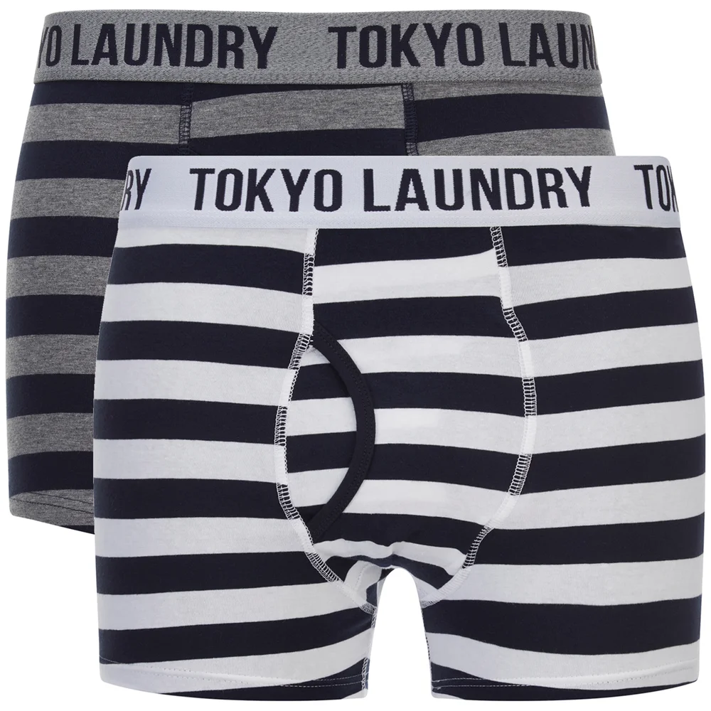 Lot de 2 Boxers Rayés Esterbrooke Tokyo Laundry - Blanc / Marine - S - Blue/White Image 1