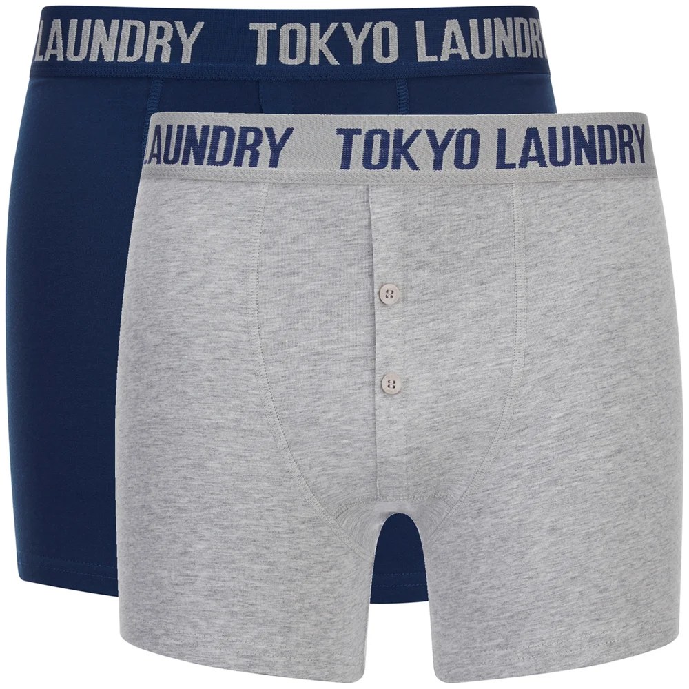 Lot de 2 Boxers Eversholt Tokyo Laundry - Gris / Marine - S - Blue/Grey Image 1