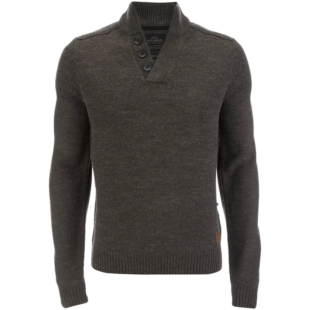 Pull Threadbare pour Homme Tanner Button -Gris Chiné - S - Gris Image 1