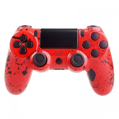 Manette CUstom PlayStation 4 -Rouge et Éclaboussures Image 1
