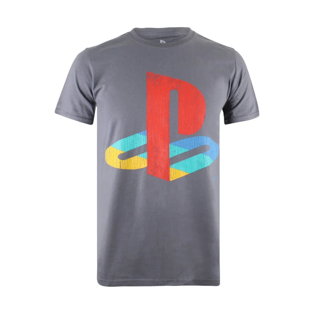 T-Shirt Homme PlayStation Logo Rétro - Gris Charbon - S - Gris Image 1