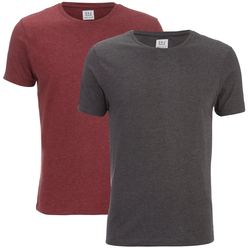 Lot de 2 T-Shirts Hommes Purlin Smith & Jones - Charbon/Bordeaux - S - Grey/Burgundy Image 1