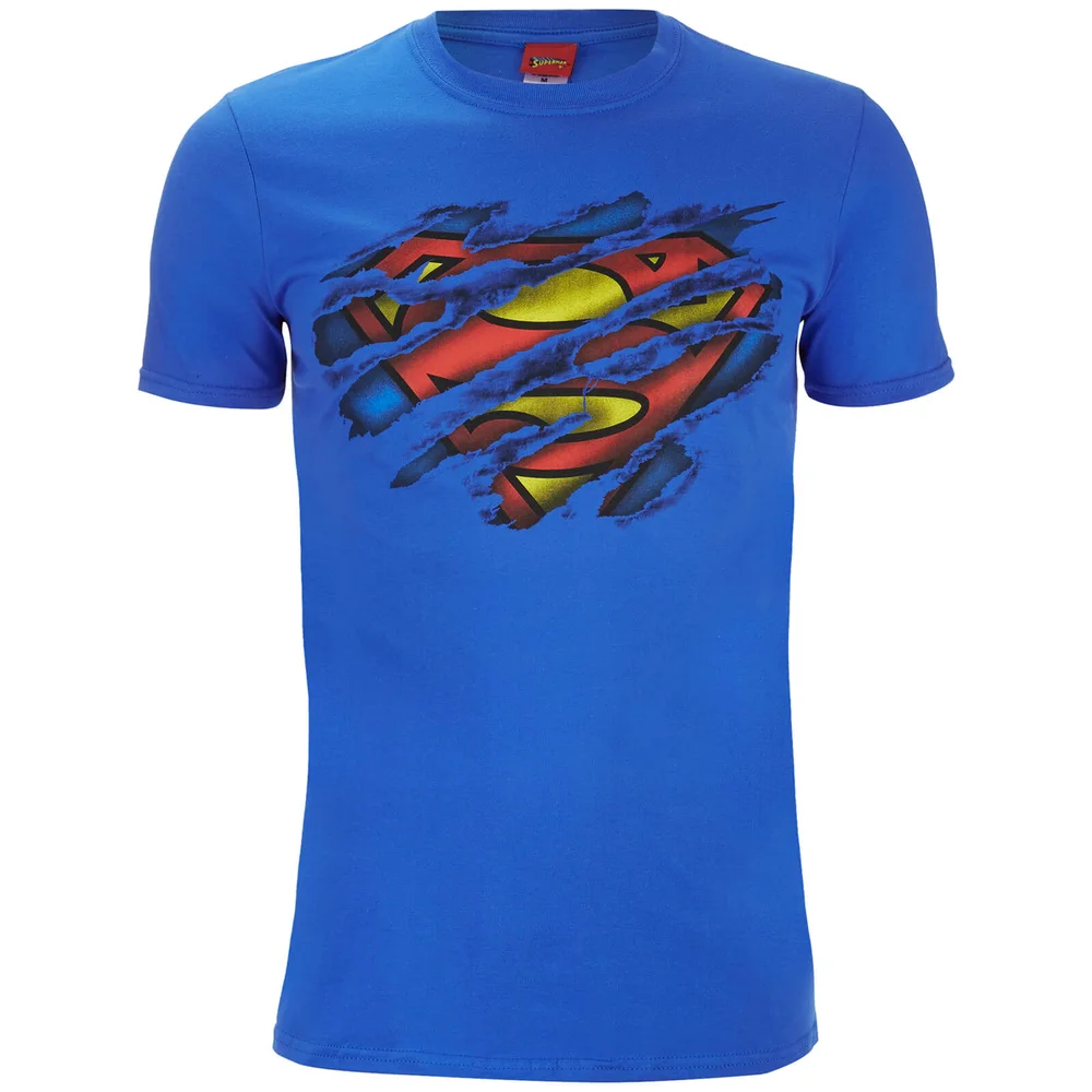 T-Shirt Homme DC Comics Logo Superman Torn - Bleu Roi - S - Bleu Image 1