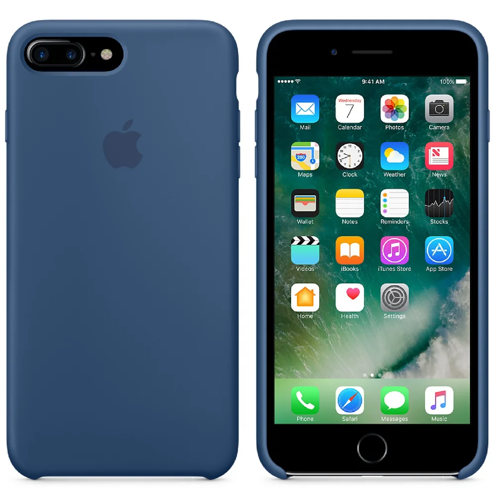 Étui en Cuir pour iPhone 7 Plus -Bleu Océan Image 1