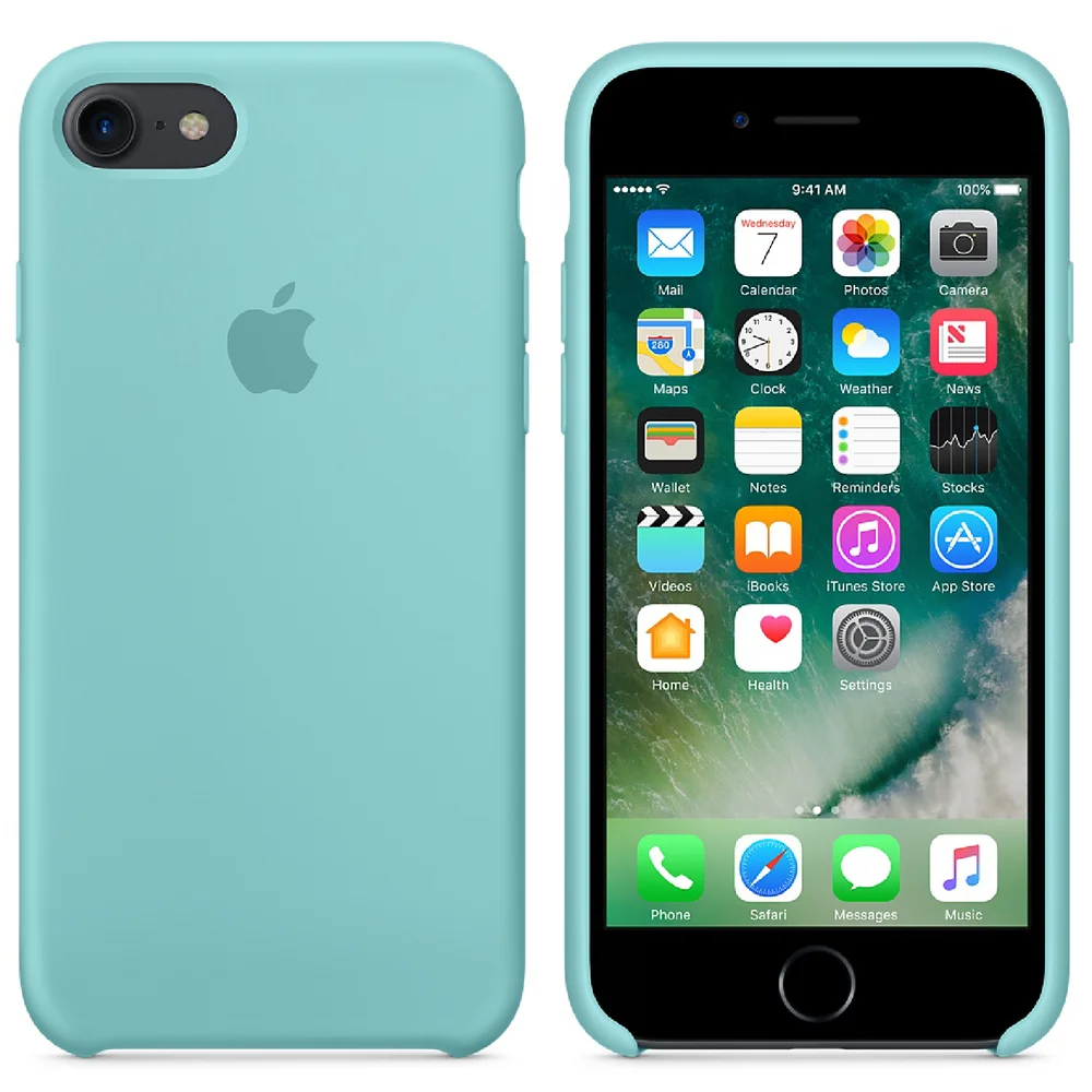 Étui en Silicone pour iPhone 7 -Bleu Turquoise Image 1