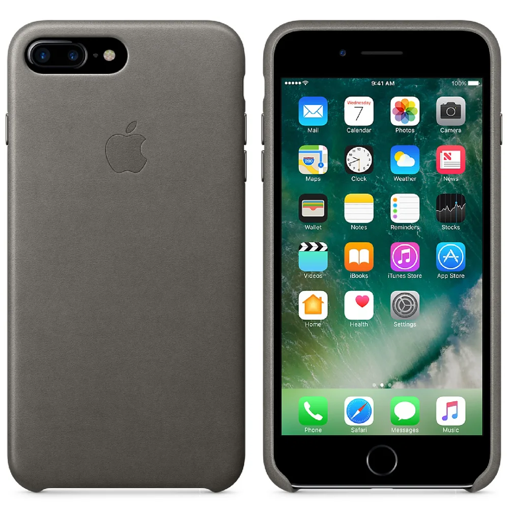 Étui en Cuir pour iPhone 7 Plus -Gris Tempête Image 1