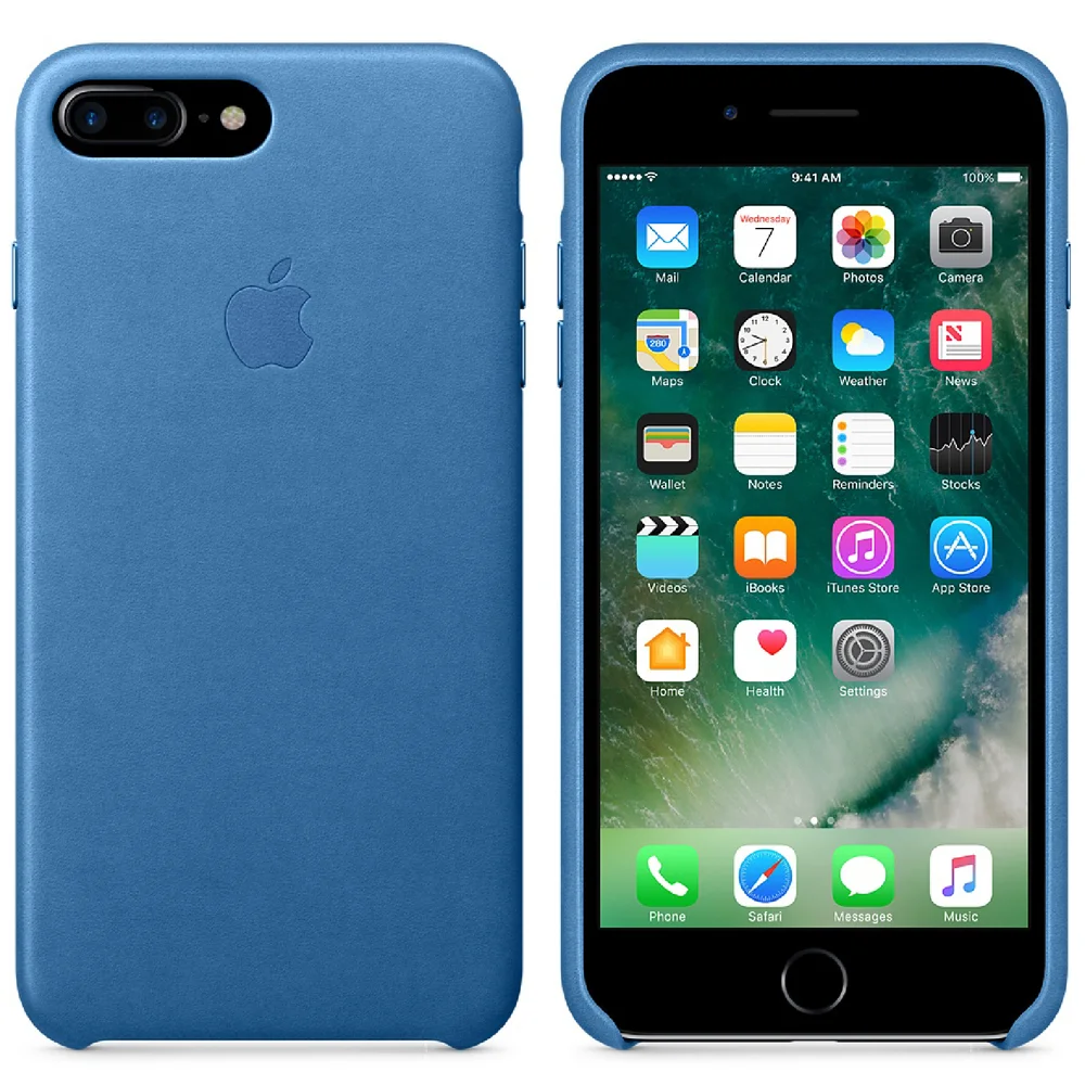 Étui en Cuir pour iPhone 7 Plus -Bleu Mer Image 1