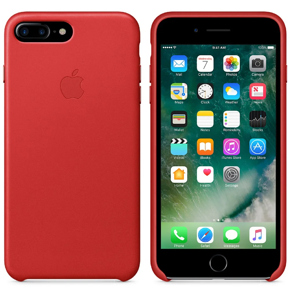 Étui en Cuir pour iPhone 7 Plus -Rouge Image 1