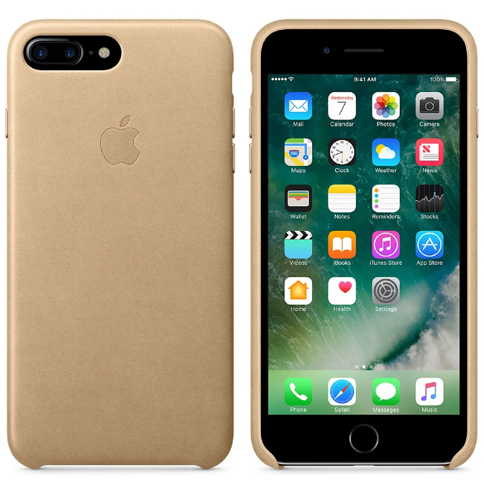 Étui en Cuir pour iPhone 7 Plus -Beige Image 1