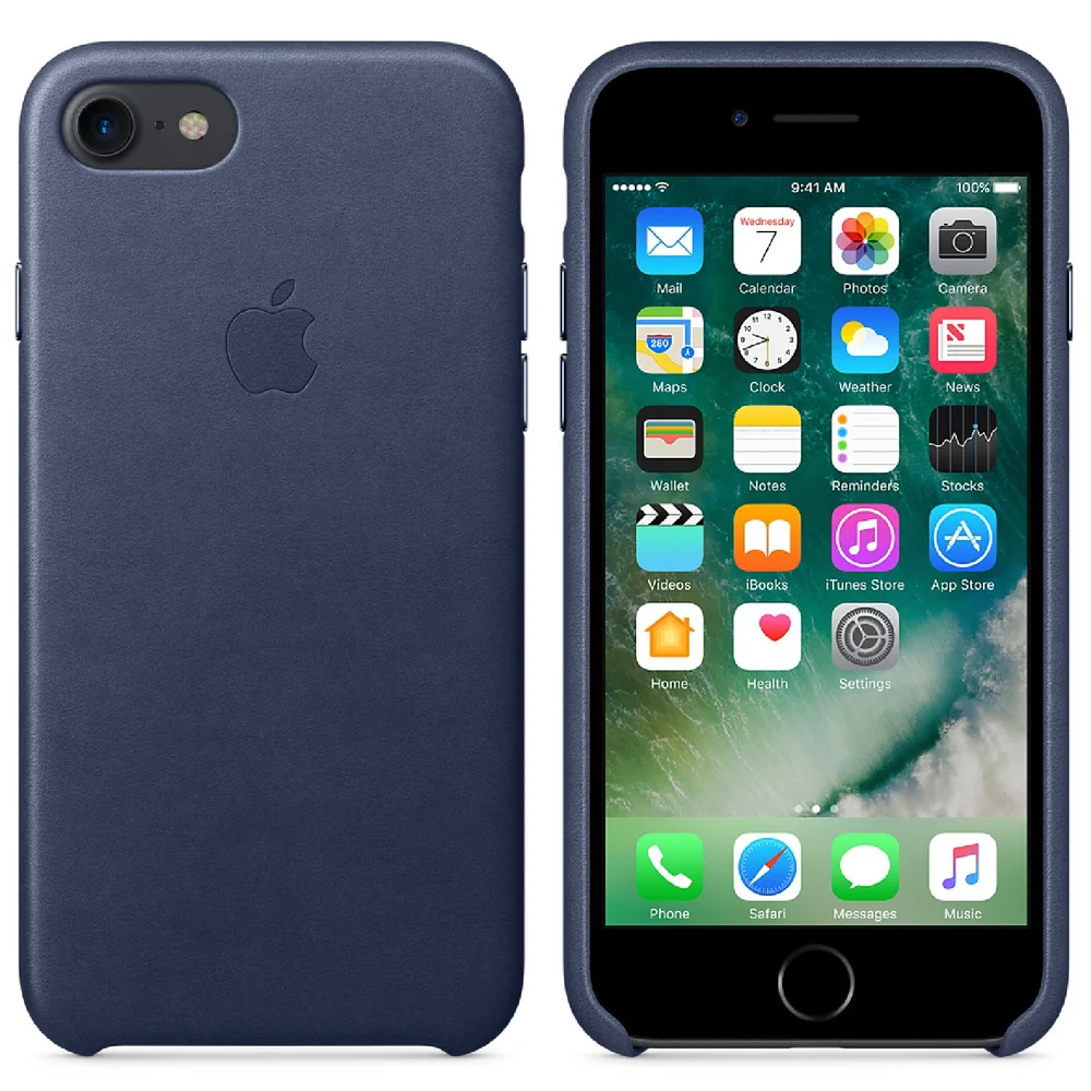 Étui en Cuir pour iPhone 7 -Bleu Nuit Image 1