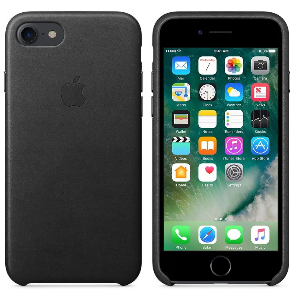 Étui en Cuir pour iPhone 7 -Noir Image 1