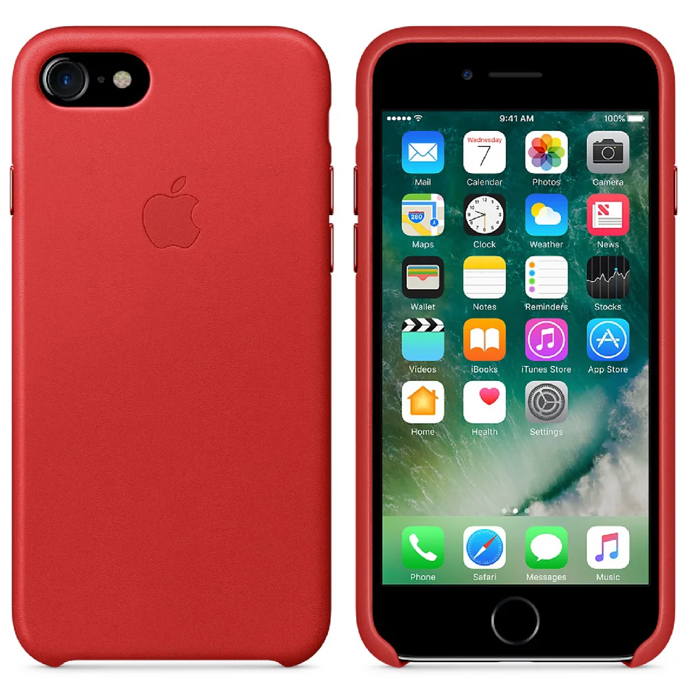 Étui en Cuir pour iPhone 7 -Rouge Image 1