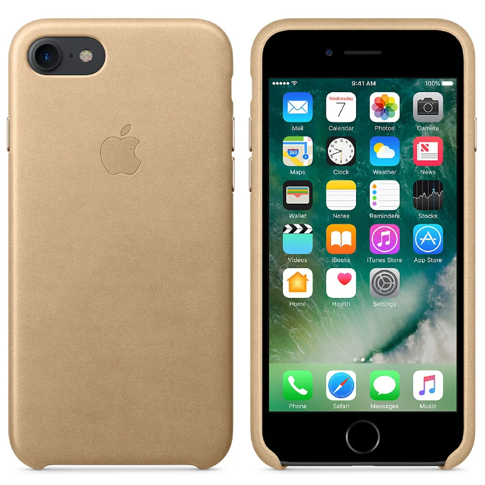 Étui en Cuir pour iPhone 7 -Beige Image 1