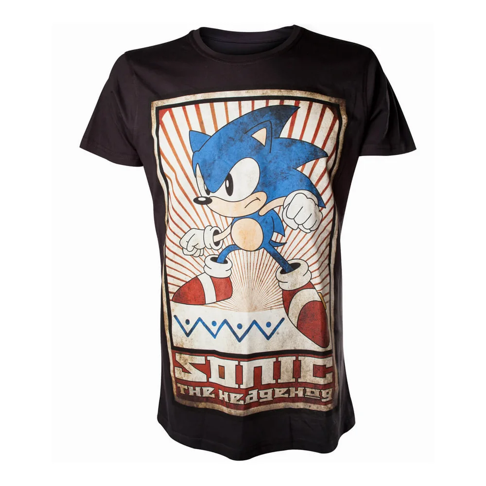 T-Shirt Vintage Sega Sonic le Hérisson -Noir - S - Noir Image 1