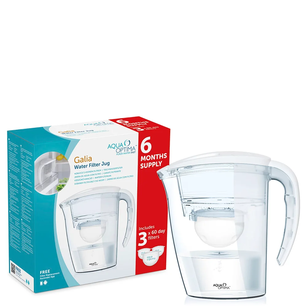 Carafe d'eau Filtrée Aqua Optima 2.25l + 6 Mois de Recharges -Blanc Image 1