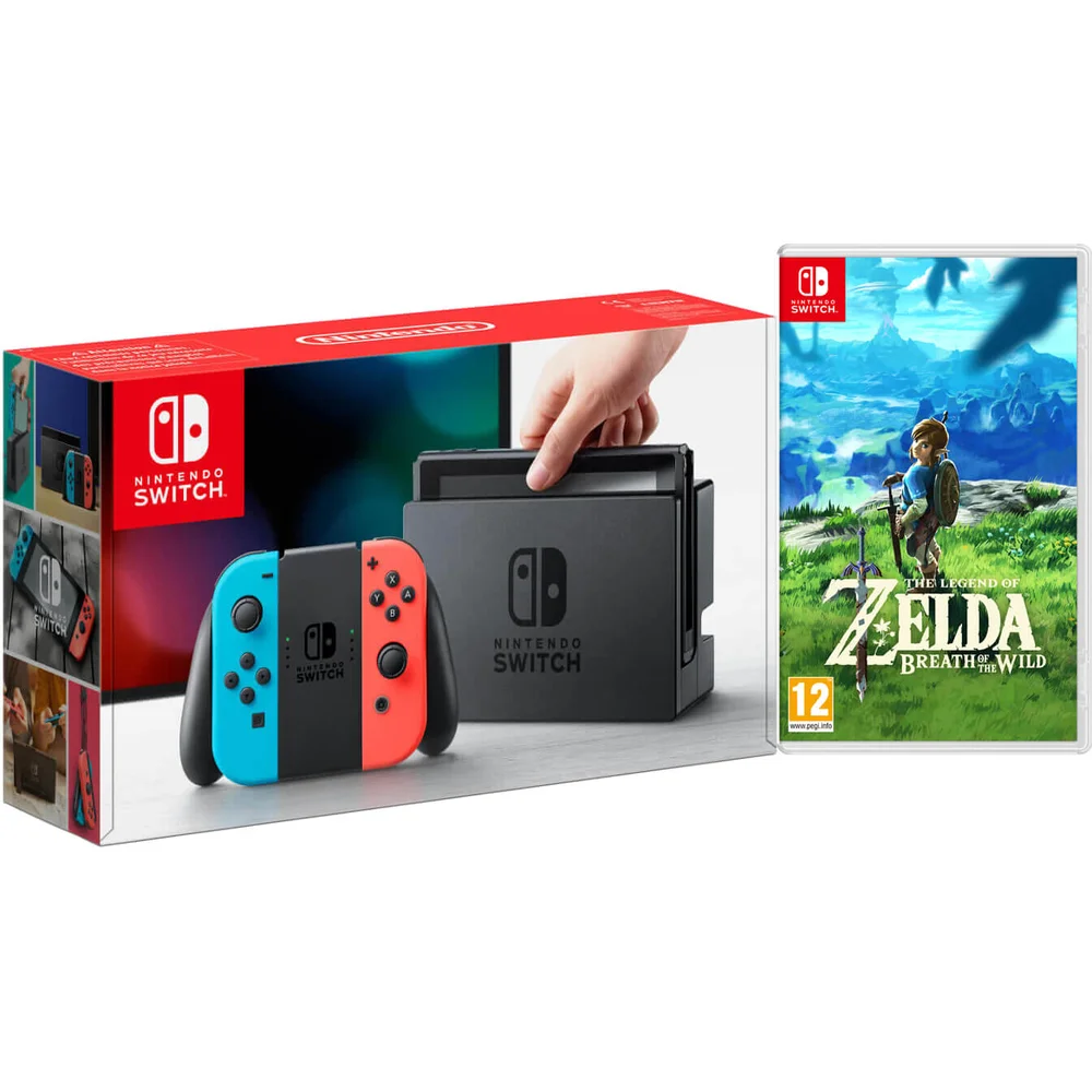 Nintendo Switch Console With Neon Red/Neon Blue Joy-Con with The Legend of Zelda: Breath of the Wild Image 1