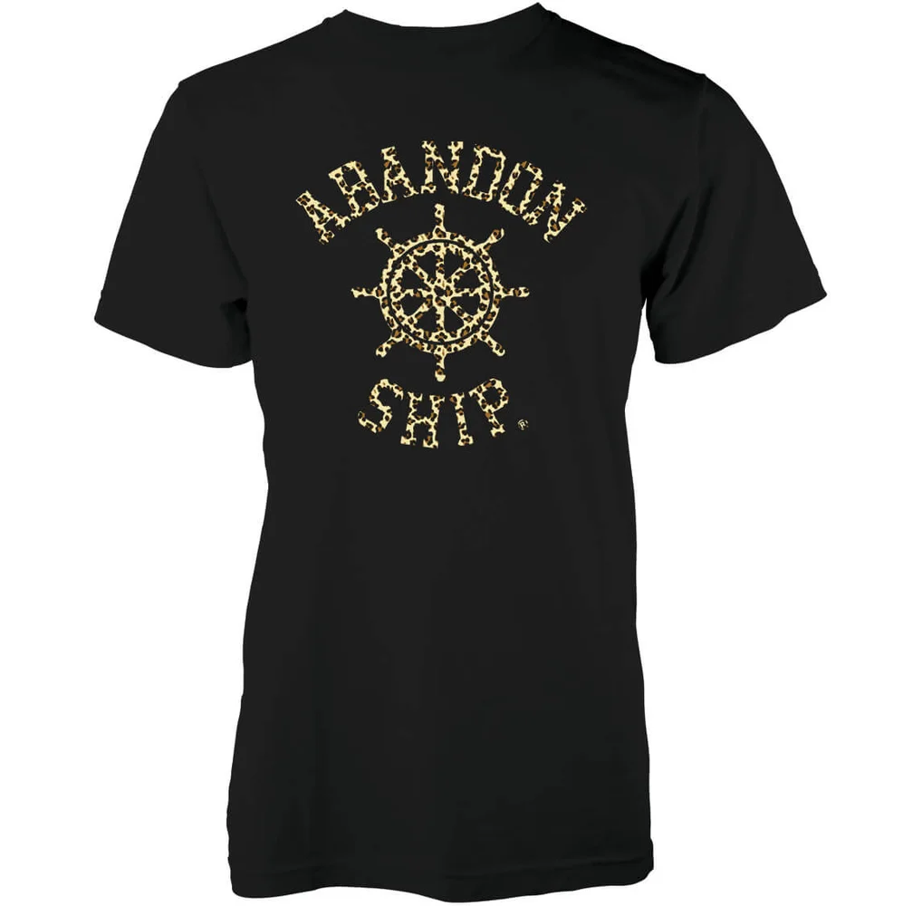 T-Shirt Homme Léopard Barre Abandon Ship -Noir - S - Noir Image 1