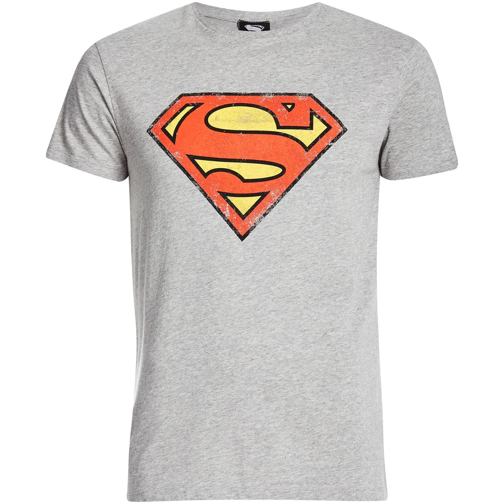 T-Shirt Homme DC Comics Logo Superman Effet Usé - Gris - S - Gris Image 1