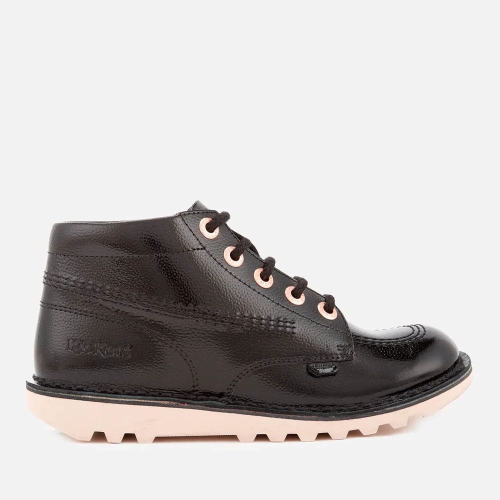 Chaussures Vernies Enfant Kick Hi Kickers - Noir / Rose Doré - UK 3 Youth/EU 36 Image 1