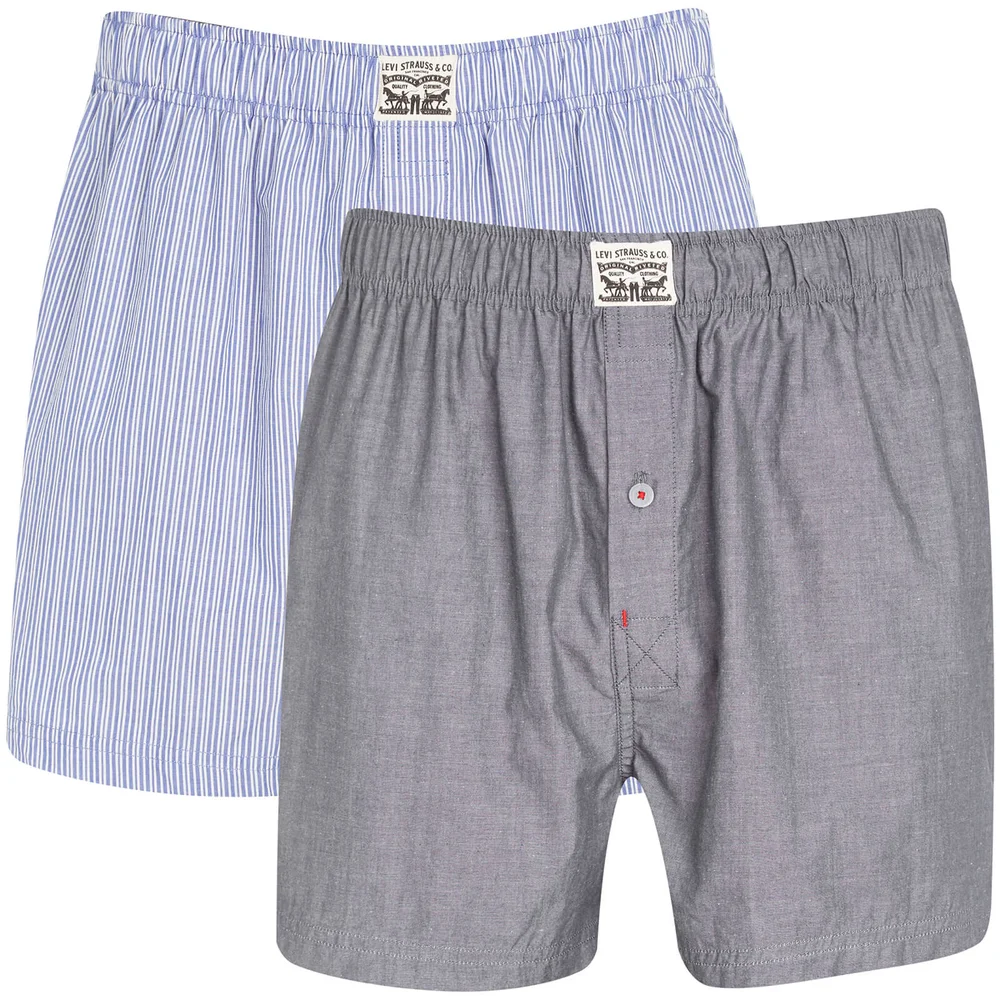 Lot de 2 Caleçons 300LS Chambray Rayés Levi's - Bleu / Gris - S - Bleu Image 1