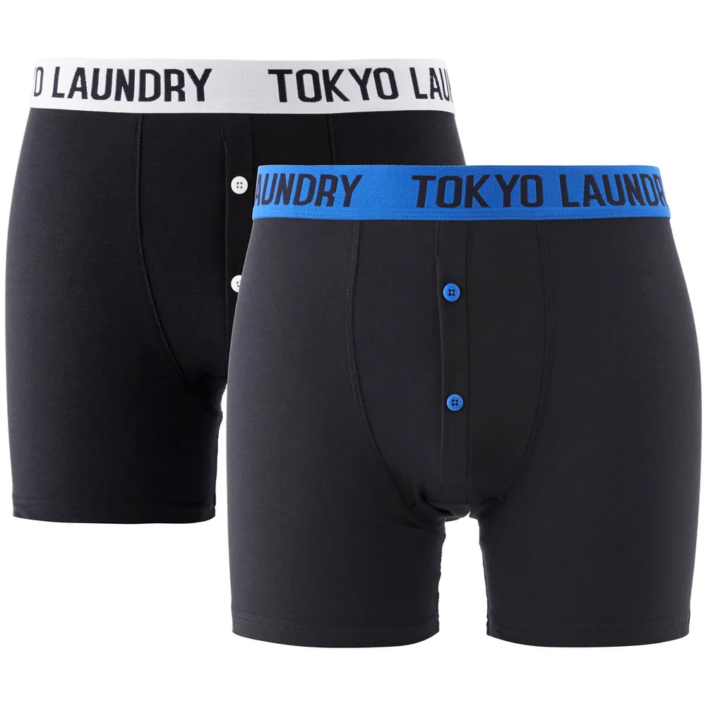 Lot de 2 Boxers Handley Tokyo Laundry - Bleu / Blanc - S - Noir Image 1