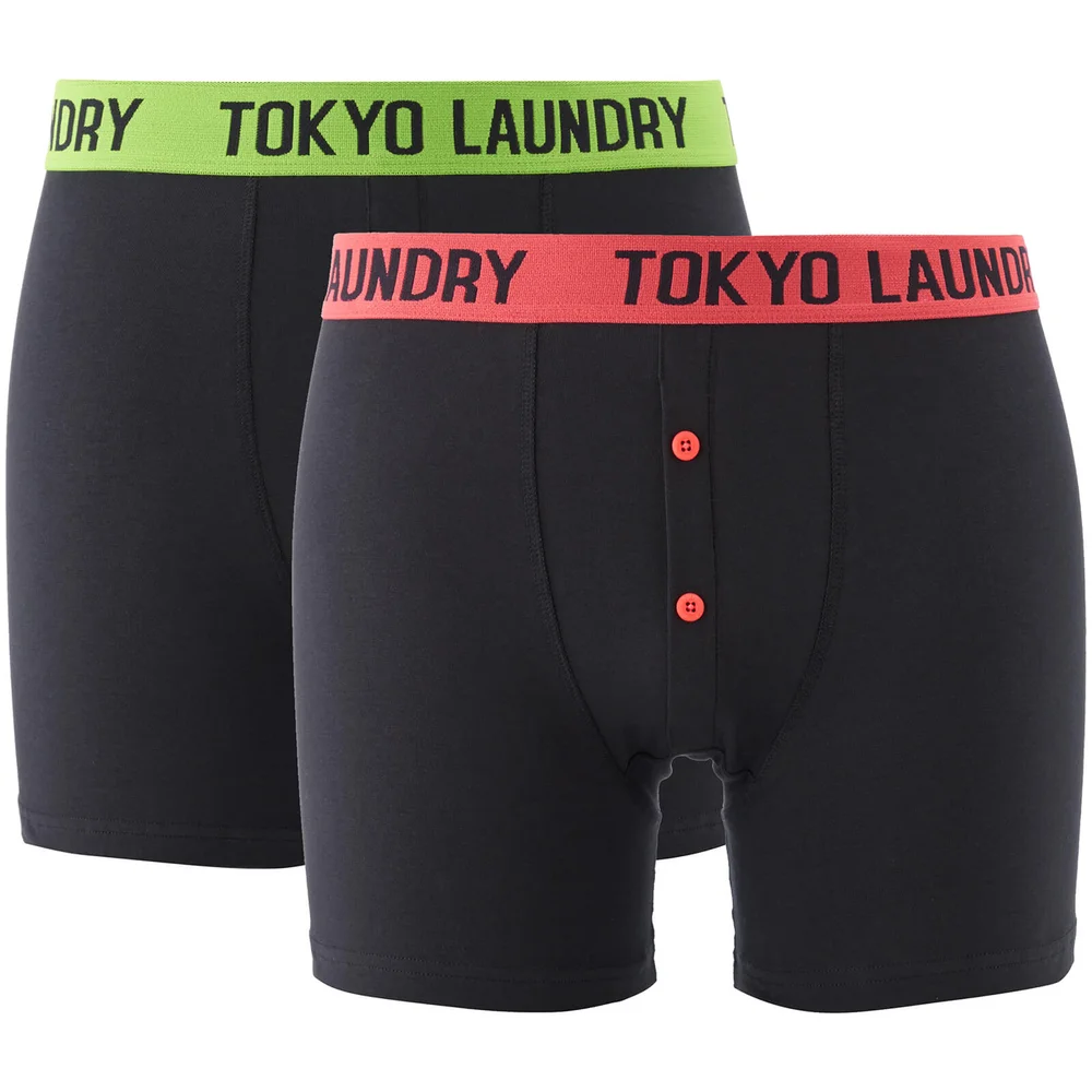 Lot de 2 Boxers Handley Tokyo Laundry - Corail / Vert - S - Noir Image 1
