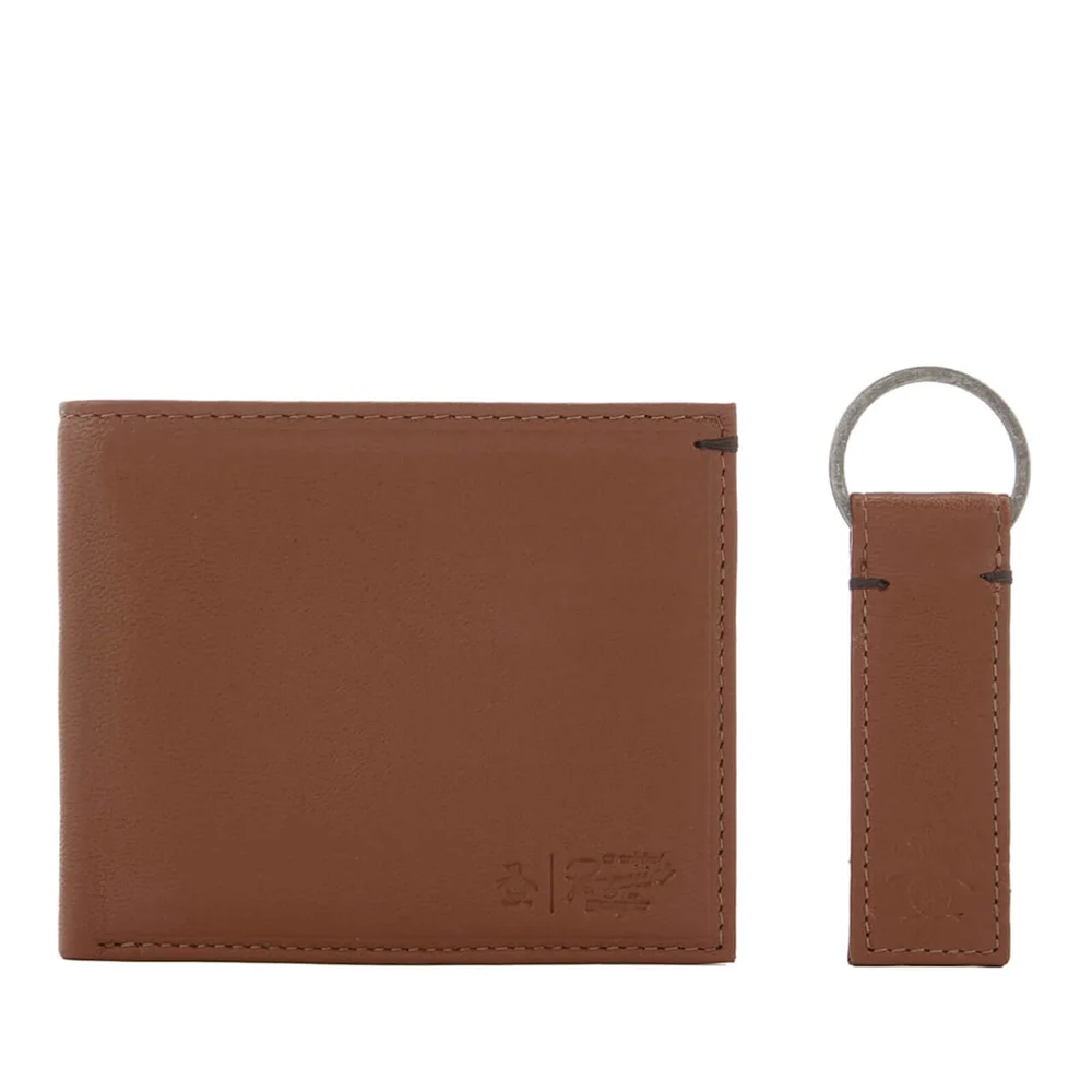 Coffret Portefeuille et Porte-Clef en Cuir Original Penguin - Marron Foncé Image 1