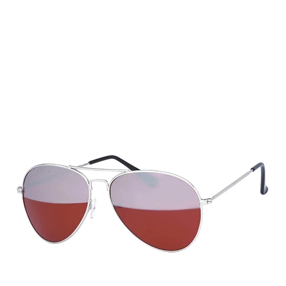 Lunettes de Soleil Homme Aviator Miroir- Argenté/Rouge Image 1
