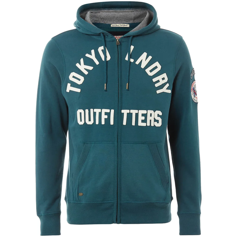 Sweat à Capuche Homme Mount Chippewa Fermeture Éclair Tokyo Laundry - Bleu Canard - S - Vert Citron Image 1