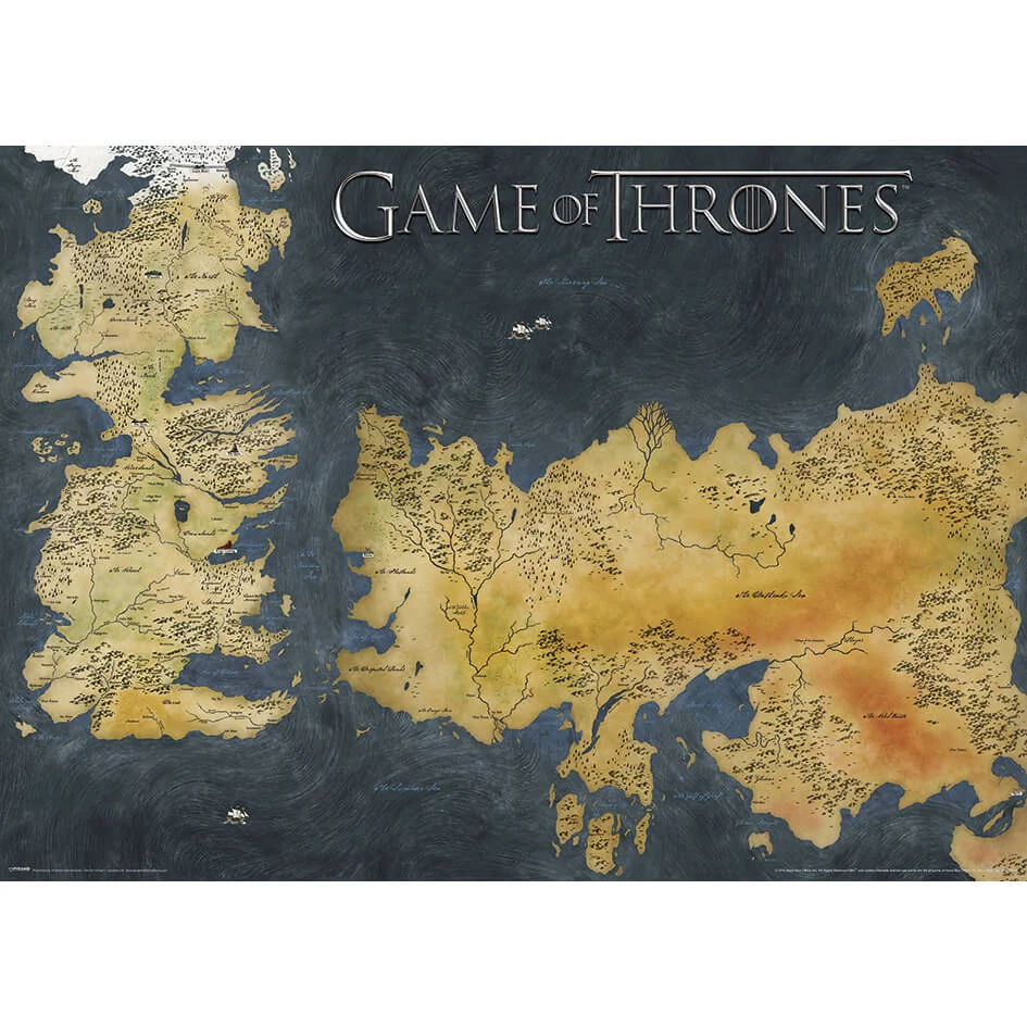 Affiche Game of Thrones (Carte Antique Westeros et Essos) Image 1