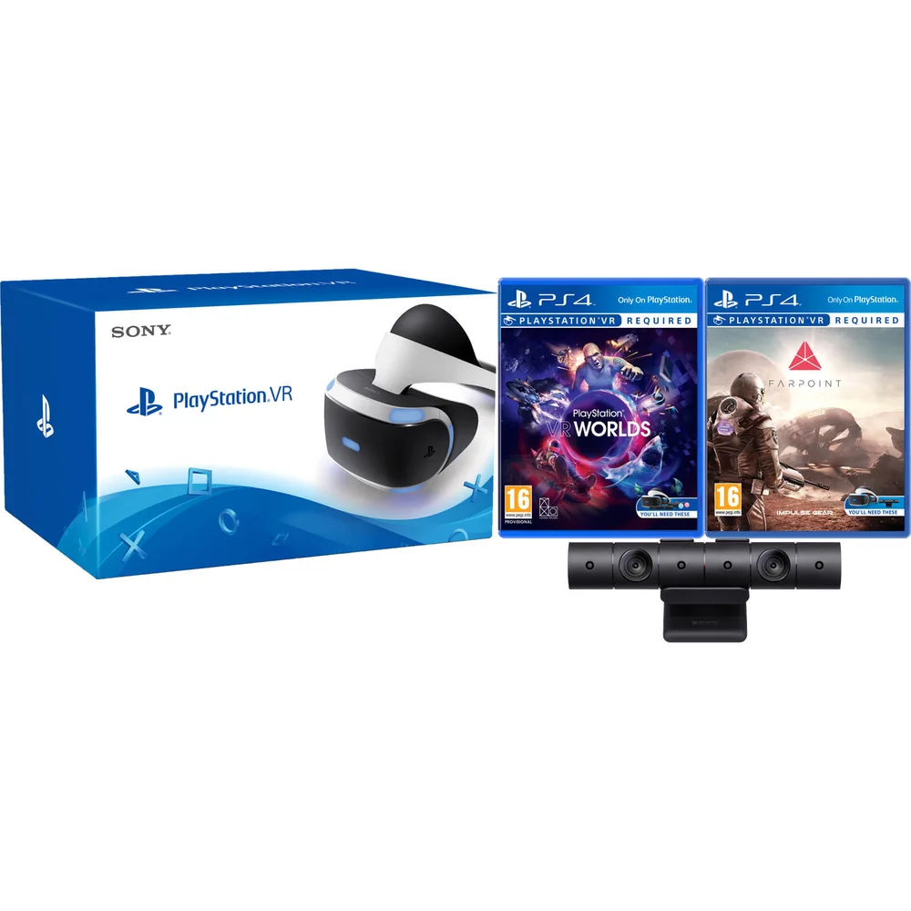 Sony PlayStation VR - Includes PlayStation 4 Camera V2, PlayStation VR Worlds & Farpoint Image 1
