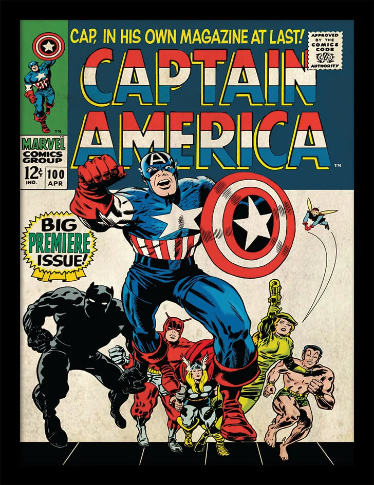 Affiche Encadrée Captain America Marvel - 30 x 40 cm Image 1