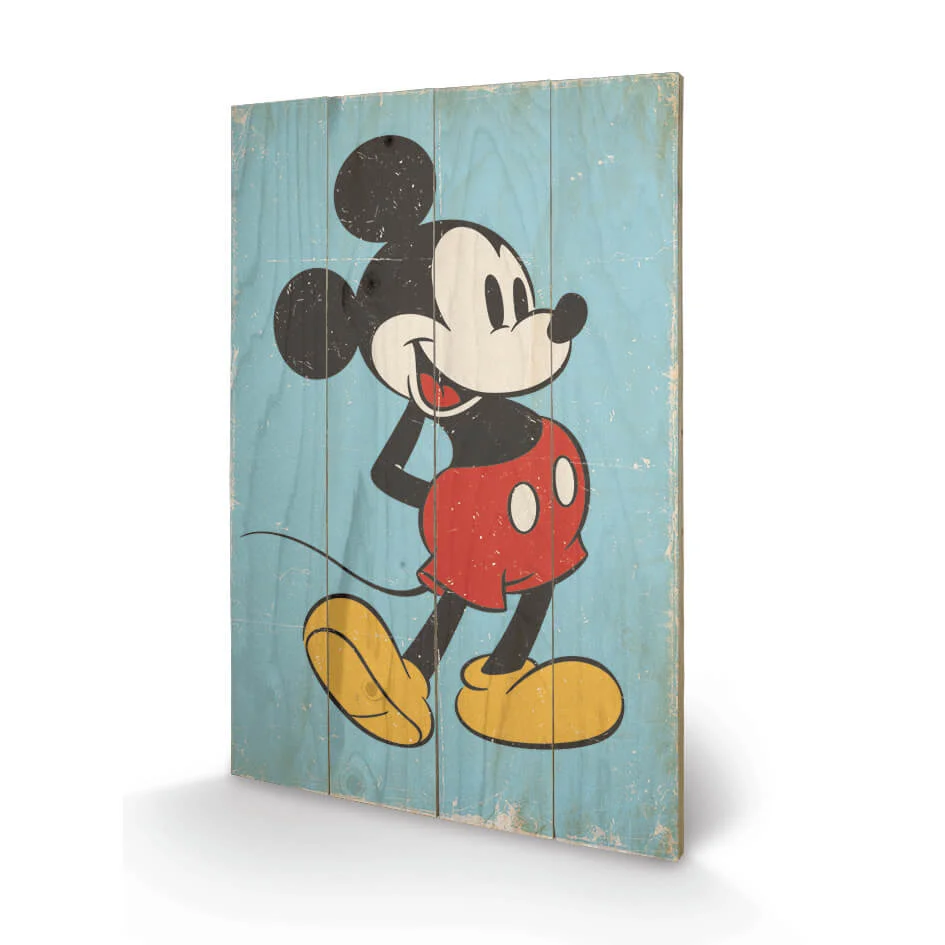 Affiche en Bois Rétro Mickey Mouse Disney 40 x 39 cm Image 1