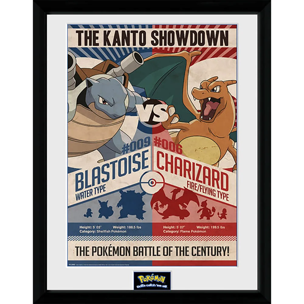 Pokémon Red V Blue - 16 x 12 Inches Framed Photograph Image 1