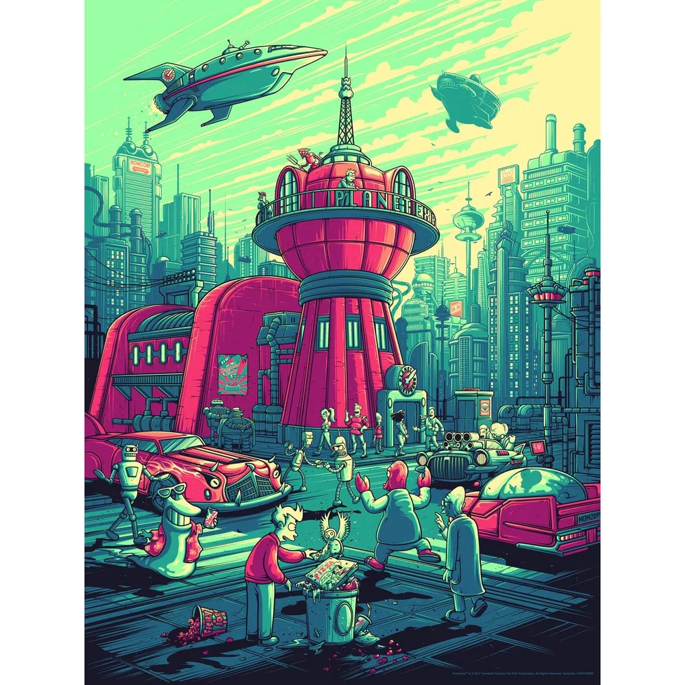 Sérigraphie de Dan Mumford Signature Autorisée avec certificat d'Authenticité Exclusivité pour Zavvi - Futurama Image 1